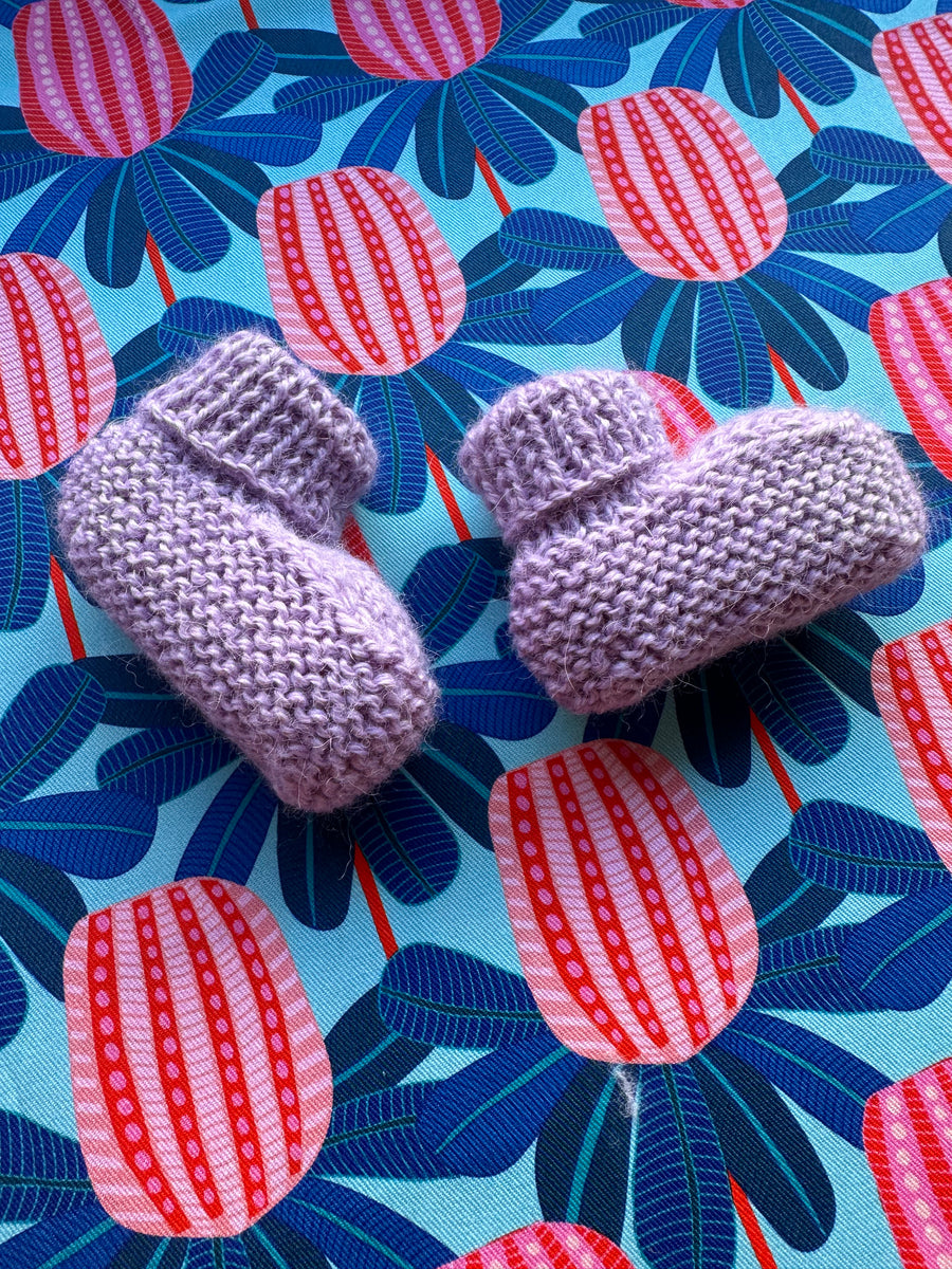 HAND KNITTED BABY Booties. Light Purple