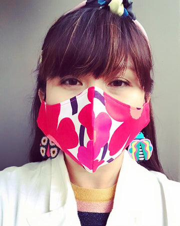 Marimekko Ladies Face Mask. Pink/Red.